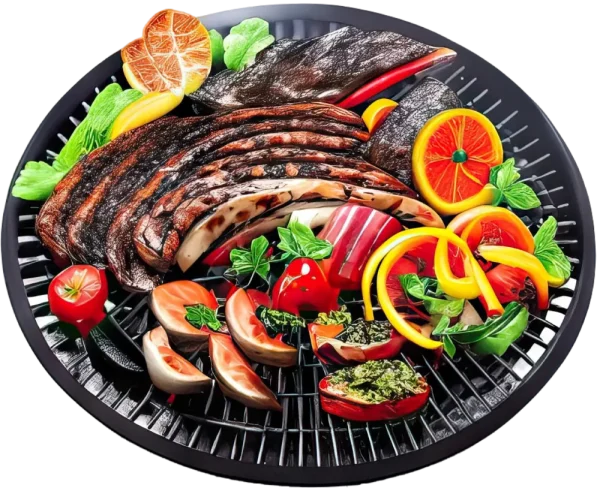 BBQ dish with vegetables